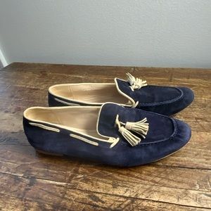 Lottusse Women's Blue Suede‎ Tassel Loafers